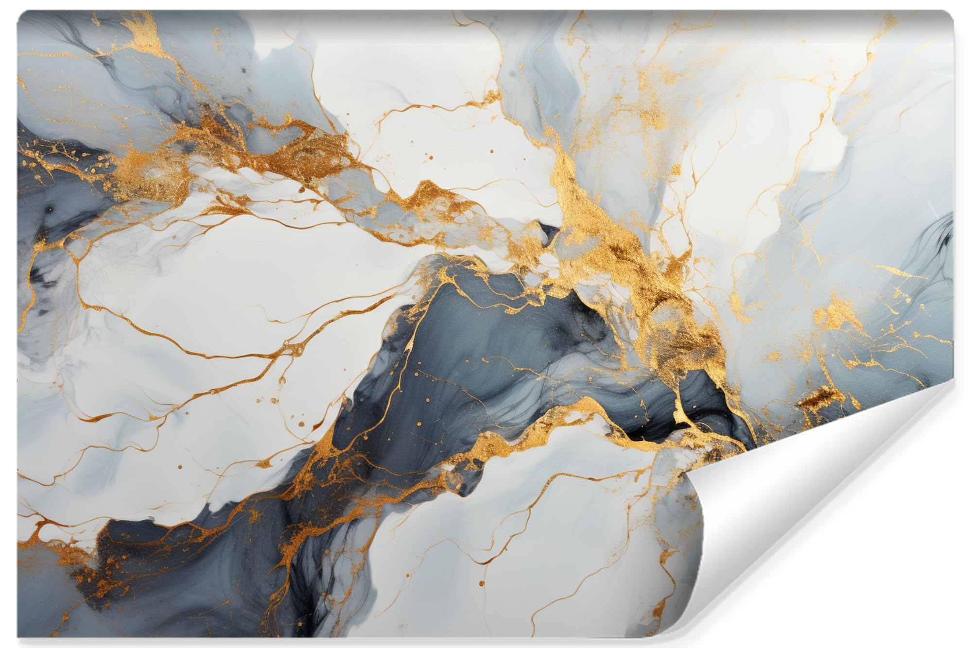 Muralo Papel Pintado en TNT 3D, Azul Gris Mármol - 400x280 cm