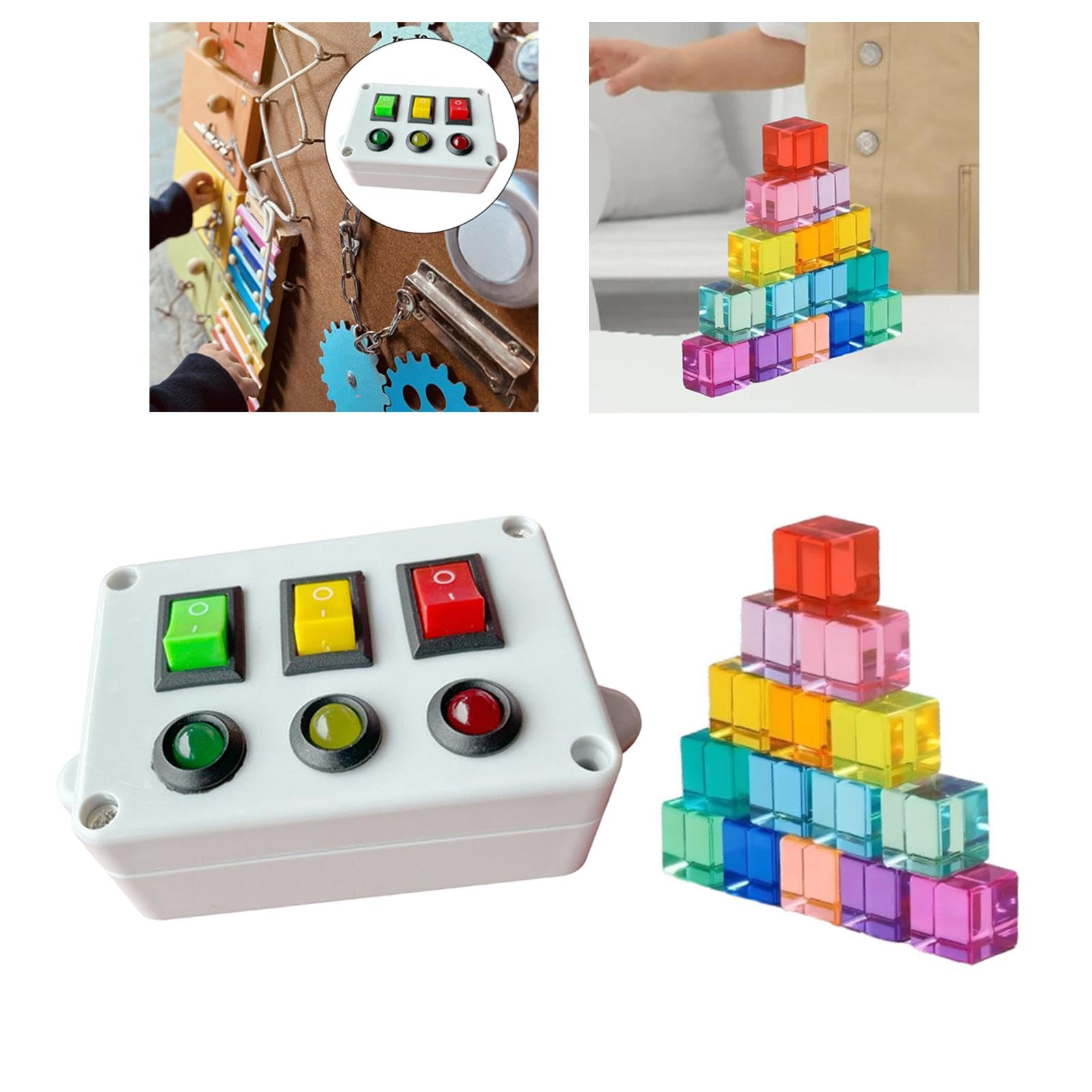 harayaa Juego de Apilamiento de Bloques de Construcción de, Cubos Translúcidos, Juguete Educativo, Material Acrílico, Adecuado para El Aprendizaje de