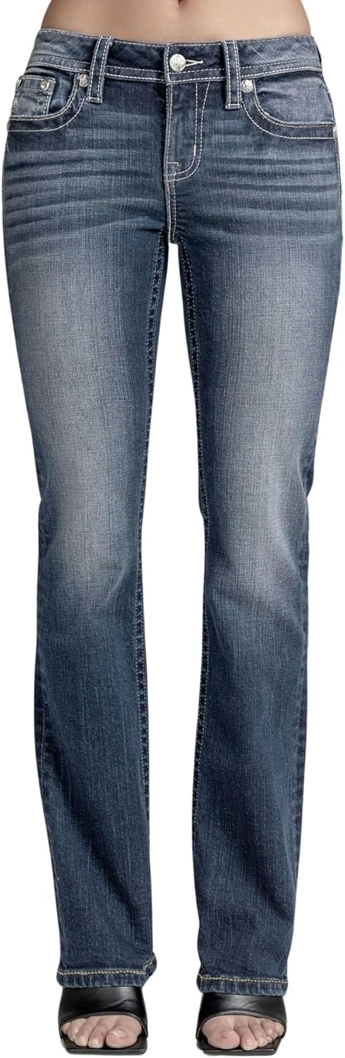 Miss Me Women's Flying Fleur de Lis Embellished Pockets Mid-Rise Bootcut Jeans - Image 2