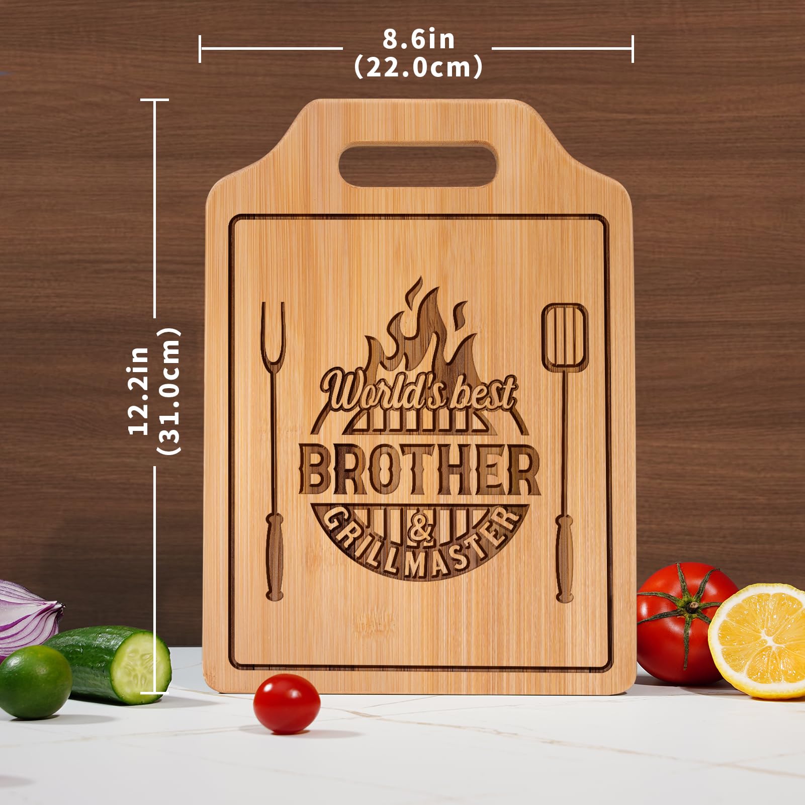 AceThrills Gifts for Brother Gifts Adult, Brother Christmas Birthday Gift from Sister for Fathers Day Gift - Engraved Cutting Board 12.3"L × 8.7"W × 0.4"Th