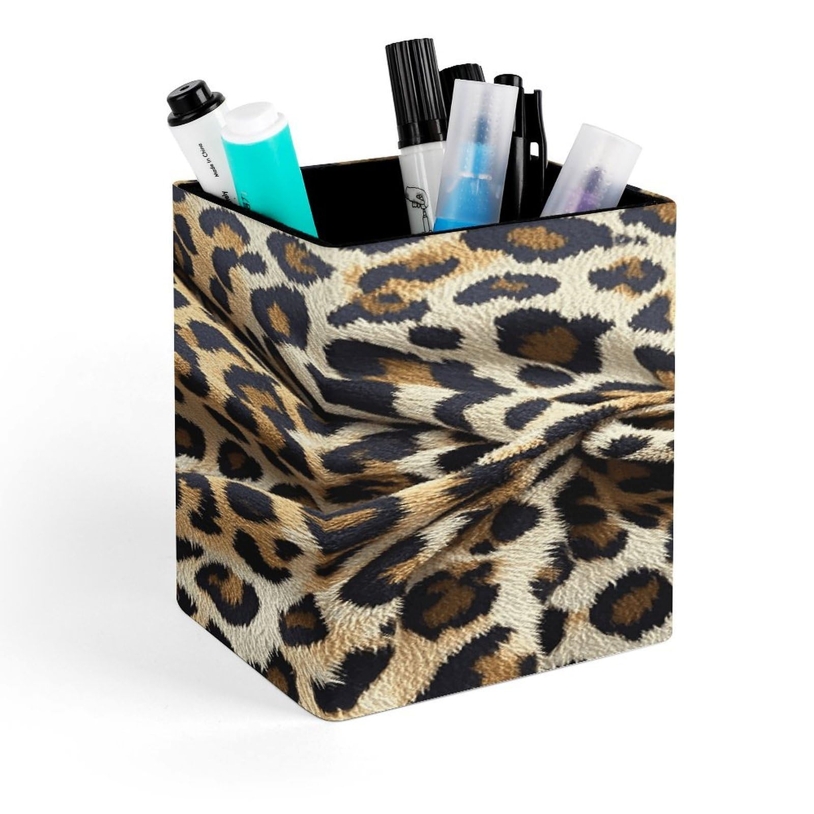LZQPOEAS Leopard Print Pattern Pen Holder Modern Design Desktop Stationery Organizer Simple&Modern Minimalist Makeup Organizer Multi-Functional Pencil Holder for Office Home