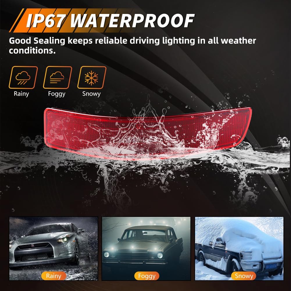 Rear Bumper Reflector Compatible with Mercury Mariner 2008 2009 2010 2011, [DOT] [IP67 Waterproof] Rear Bumper Reflector Housing [No Bulbs], Replace OEM #8E6Z-13A565-A, Red Lens