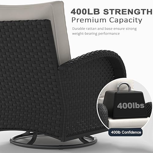 Miniatura 6 de LayinSun 10 Pieces Outdoor Patio Furniture Set with Fire Pit Table, Rattan Wicker Sectional Swivel Rocker Chairs Sets