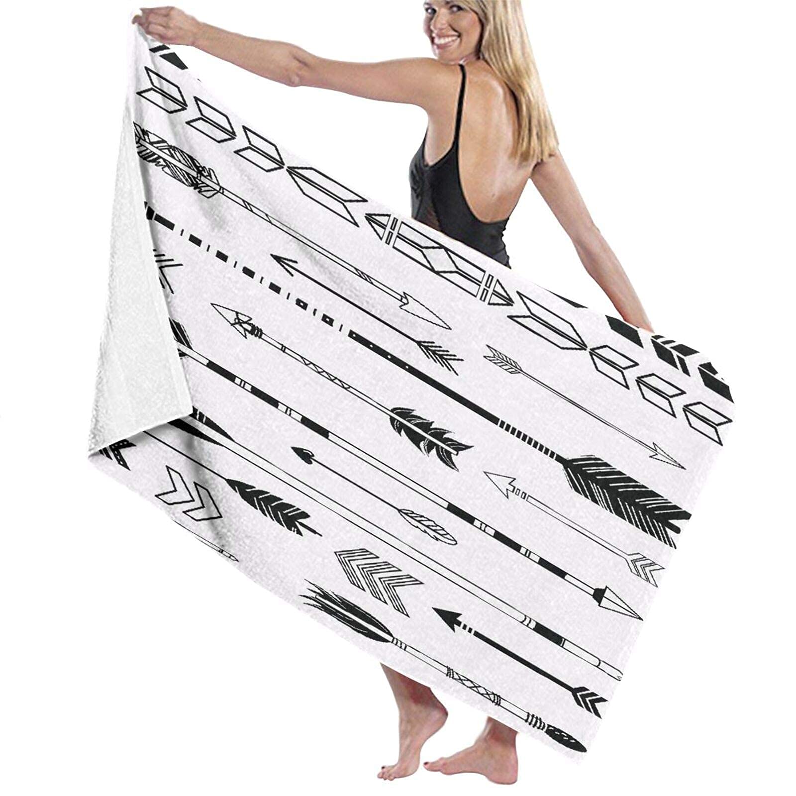 Lsjuee Arrows Beach Towel for Women Sandproof Superfine Fiber Beach Towel for Women Cute for Camping Swimming Class Gym Fitness Exercise or Training Tropical Vacations Cruise Swimming Beach 32INx52IN