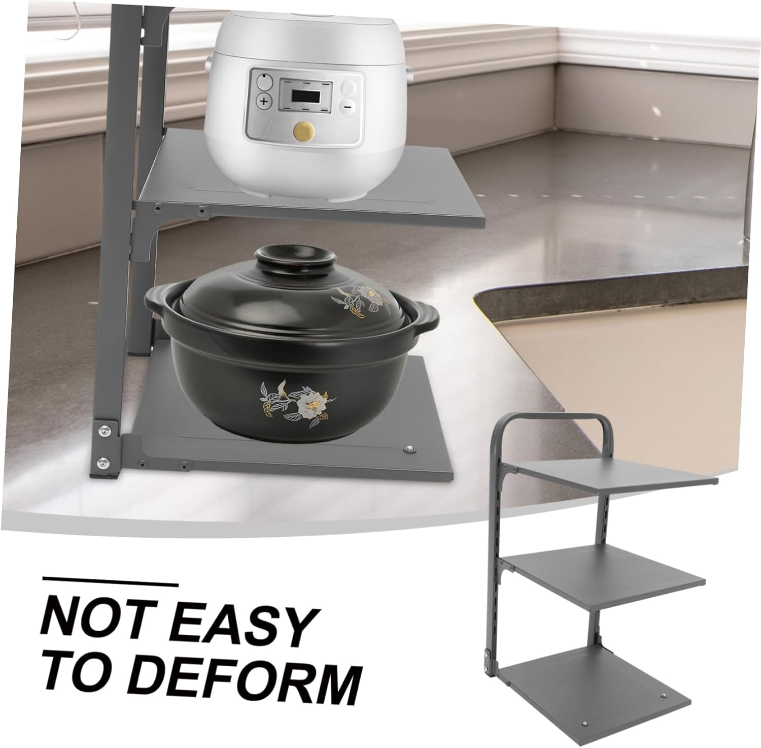 Heavy Duty Foldable Pot Rack Multi Kitchen Organizer for Efficient Storage under Sink Space-saving Carbon Steel Design for Pans and Cookware