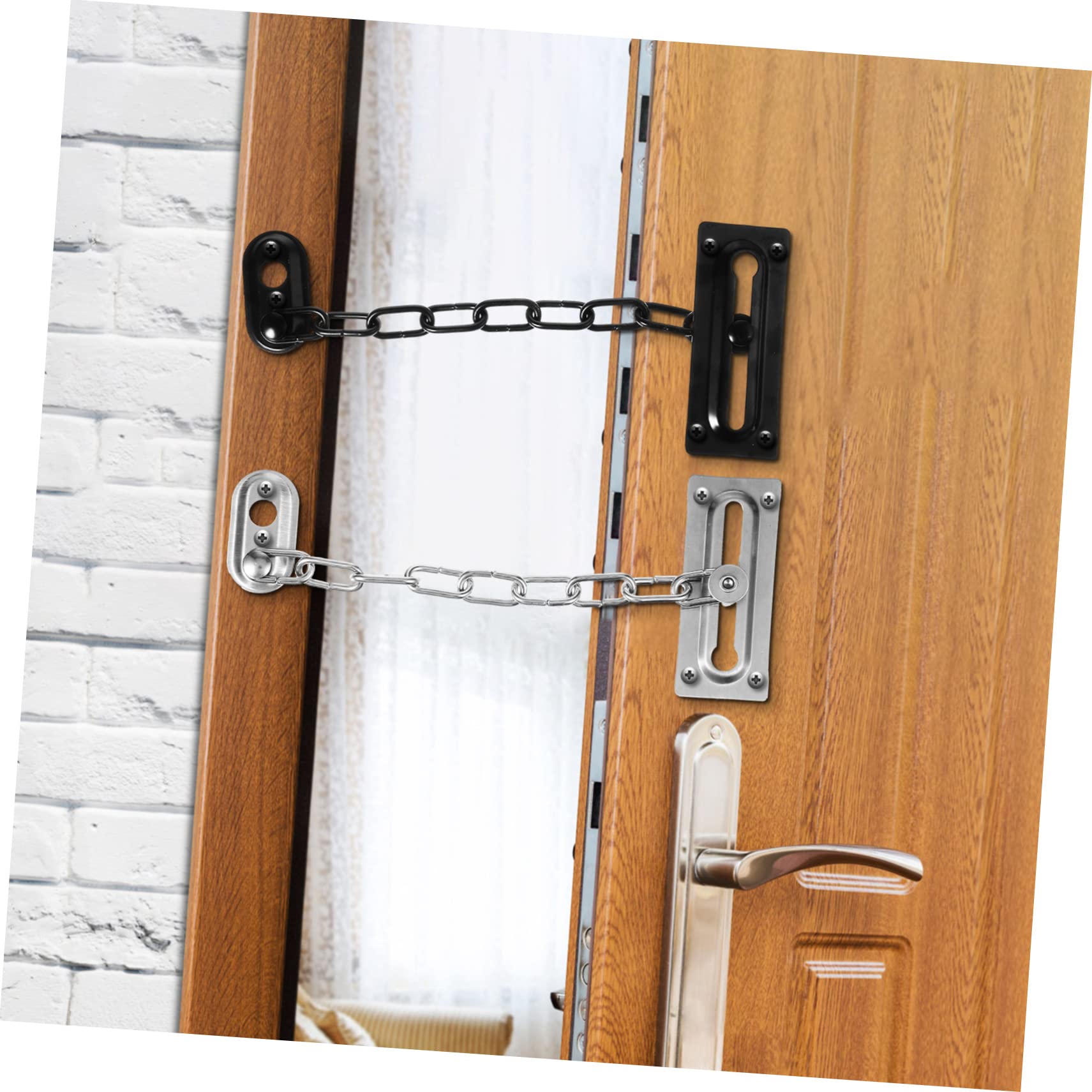 NUOBESTY 4pezzi Catena Sicurezza Per Porta in Acciaio Inossidabile Abbinate Chiusura Per Porte Interne Ingresso Serratura Resistente Per Case e Uffici