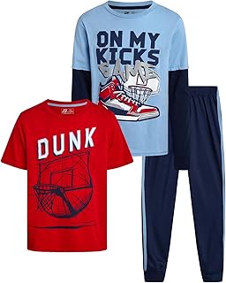 Pro Athlete Boys Tracksuit Set - 3 Piece Athletic Two Fer Long Sleeve Shirts Graphic Tees & Tricot Jogger Sweatpants for Boys