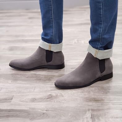 Jazame Men's B-2963 Chuck Nubuck Suede Pull-On Round Toe Chelsea Boots