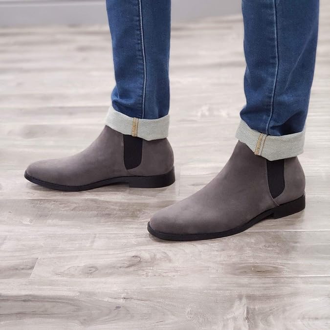 Jazame Men's B-2963 Chuck Nubuck Suede Pull-On Round Toe Chelsea Boots
