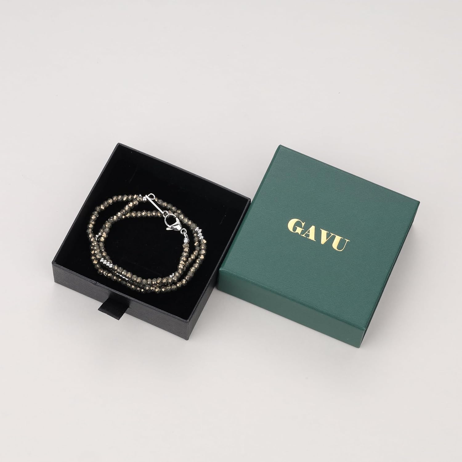 GAVU Vintage Pyrite Men's Necklace, Crystal Stone Beaded 20"/22"/24" - Image 6