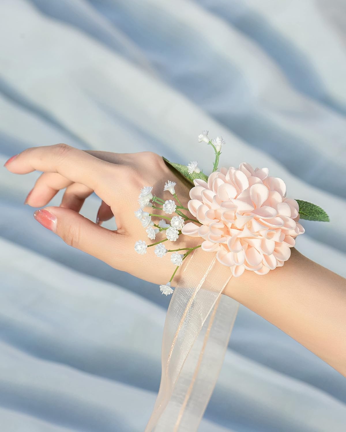 DuHouse Artificial Wedding Dahlia Flowers 25pcs Fake Foam Roses with Stem for Wedding Bouquets Centerpieces Arrangements Decoration(Blush) - Image 6