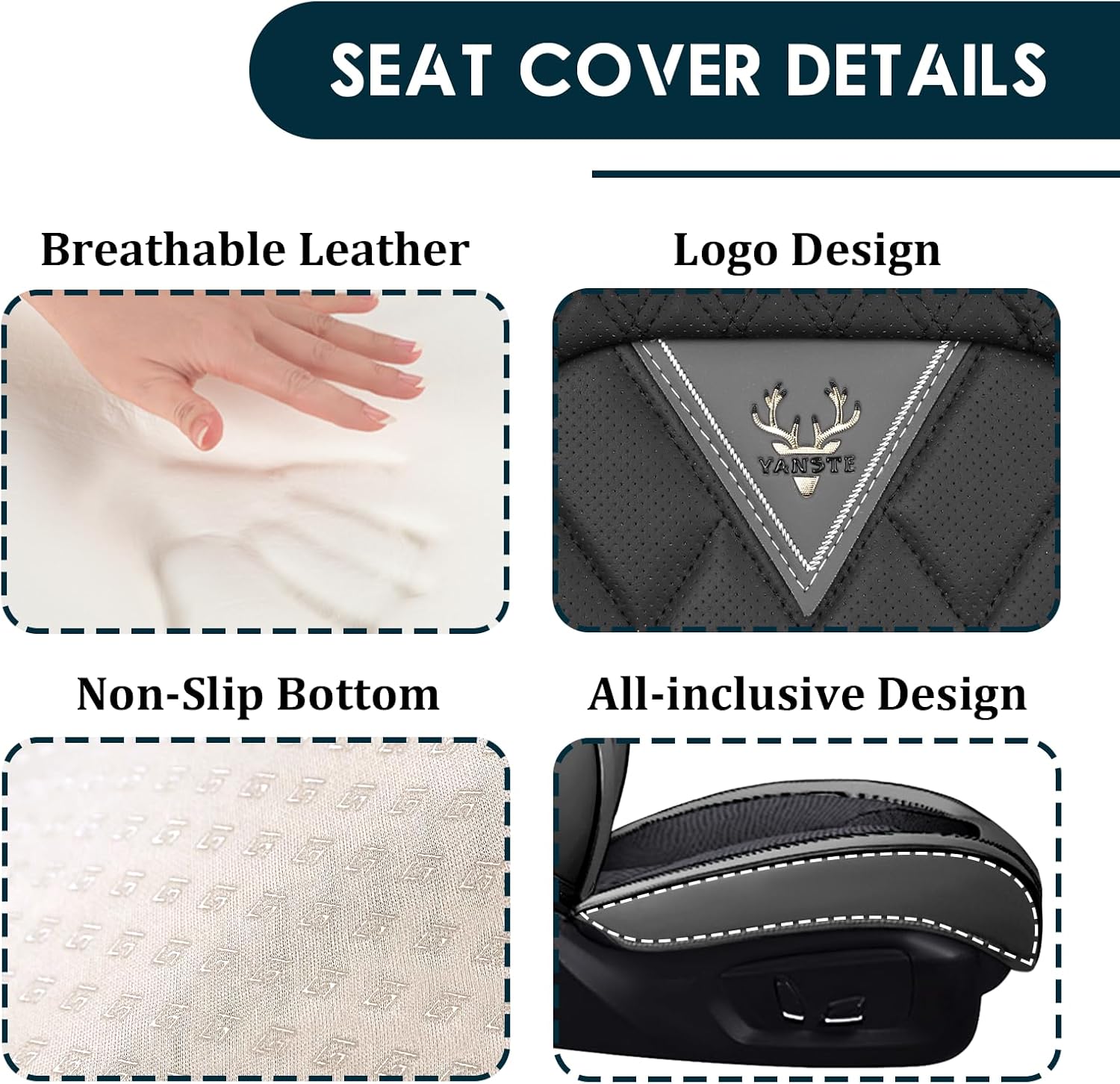 Car Seat Covers Fit For Volkswagen Tiguan 2009-2025 ,5 Seats Non-Slip Nappa Leather Seat Covers, Airbag Compatible, Sports Car Seat Protector Premium Interior.(Luxury 5 Seats With Pillows,Gray Black)