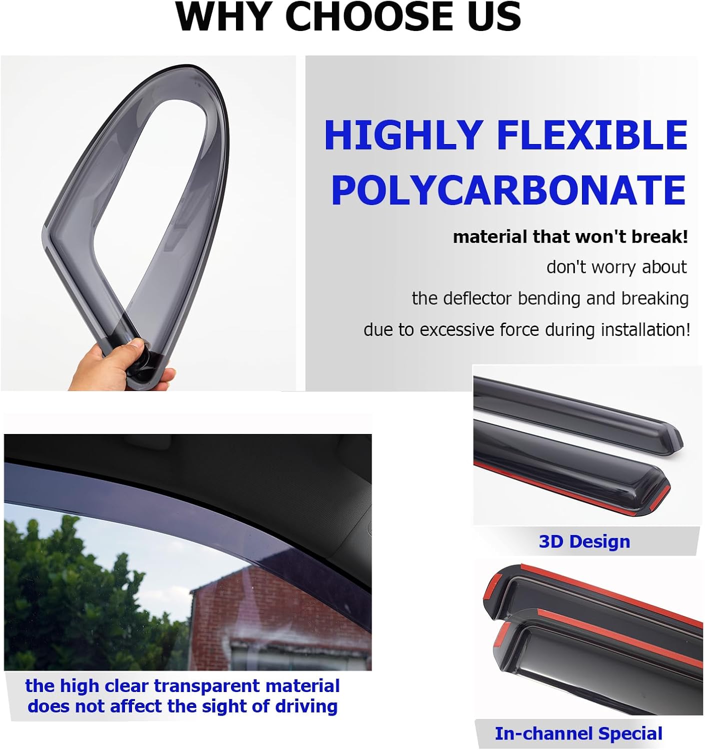 in-Channel Window Rain Guards Fit for Chevy Silverado 1500/GMC Sierra 1500 2019-2026 Crew Cab Extra Durable Window Deflectors Window Visors,Vent Visors,Vent Shades,Truck Accessories-4PCS