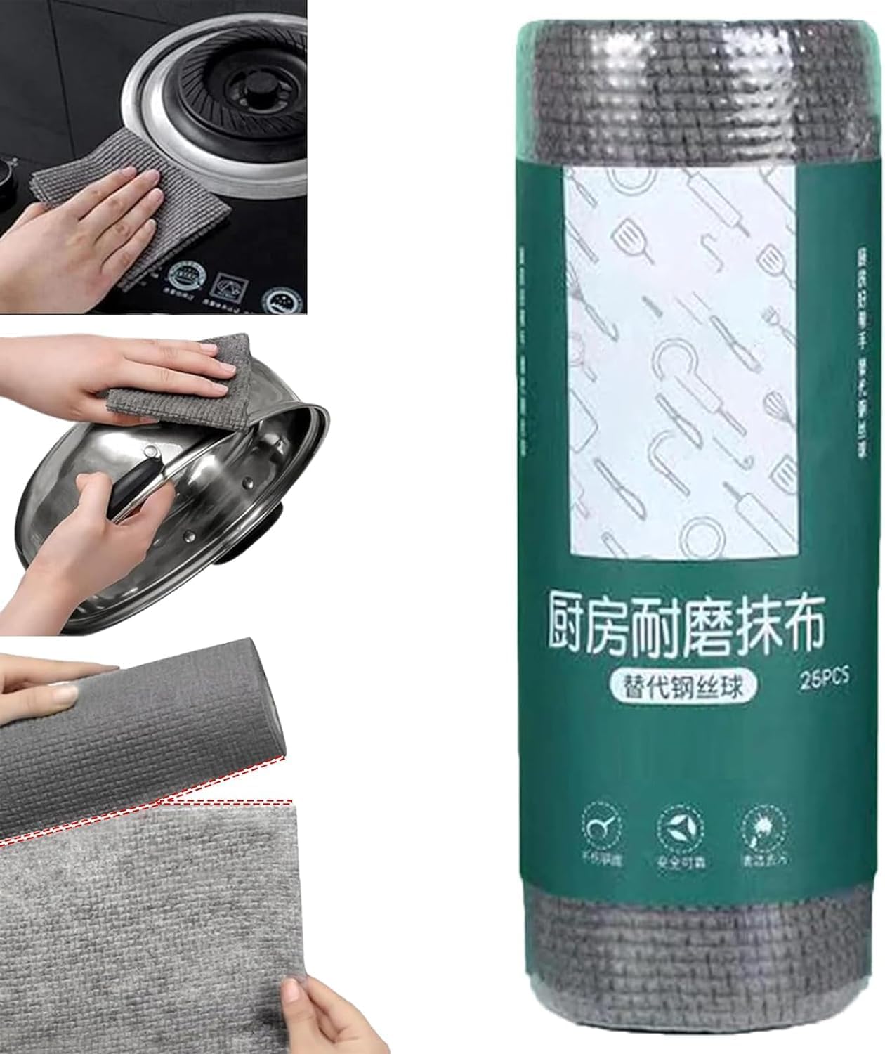 Dishes Roll Paper Towels Roll Disposable Cleaning Kitchen Cloth Dish Scrub Rag Towel Cleansing Wipes Cloths for Kitchen