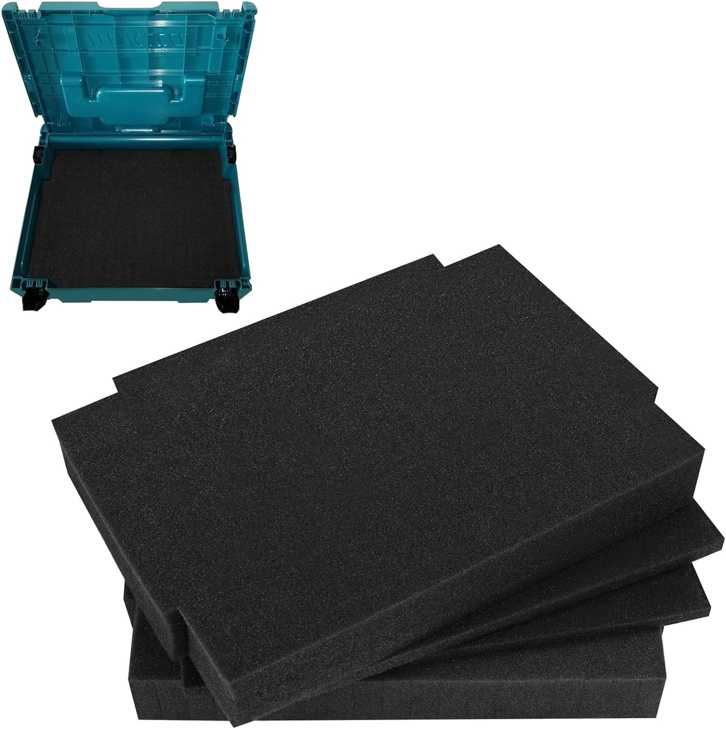 T-02571 Fit for Makita Customizable Foam Insert for Interlocking Cases - 4pcs, 2 Sizes, 2" Pre-Scraped & 1/2 Foam Bases