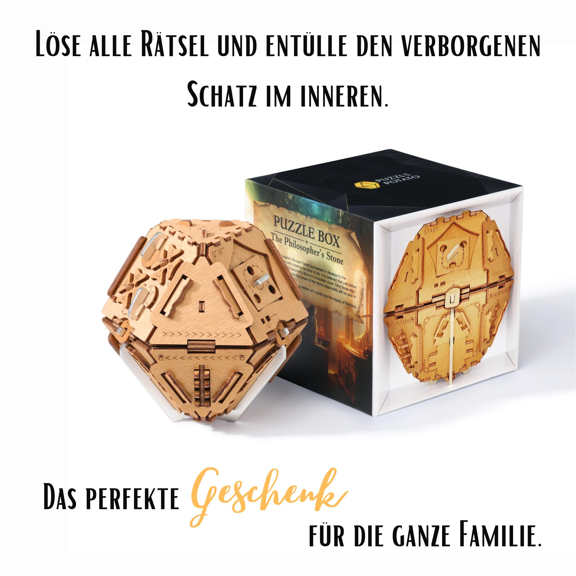 PUZZLE POTATO Stein der Weisen - Escape Room Spiel - Puzzle Box - Knobelspiel für Erwachsene - Rätsel Geschenkbox (Philosopher's Stone Metal)