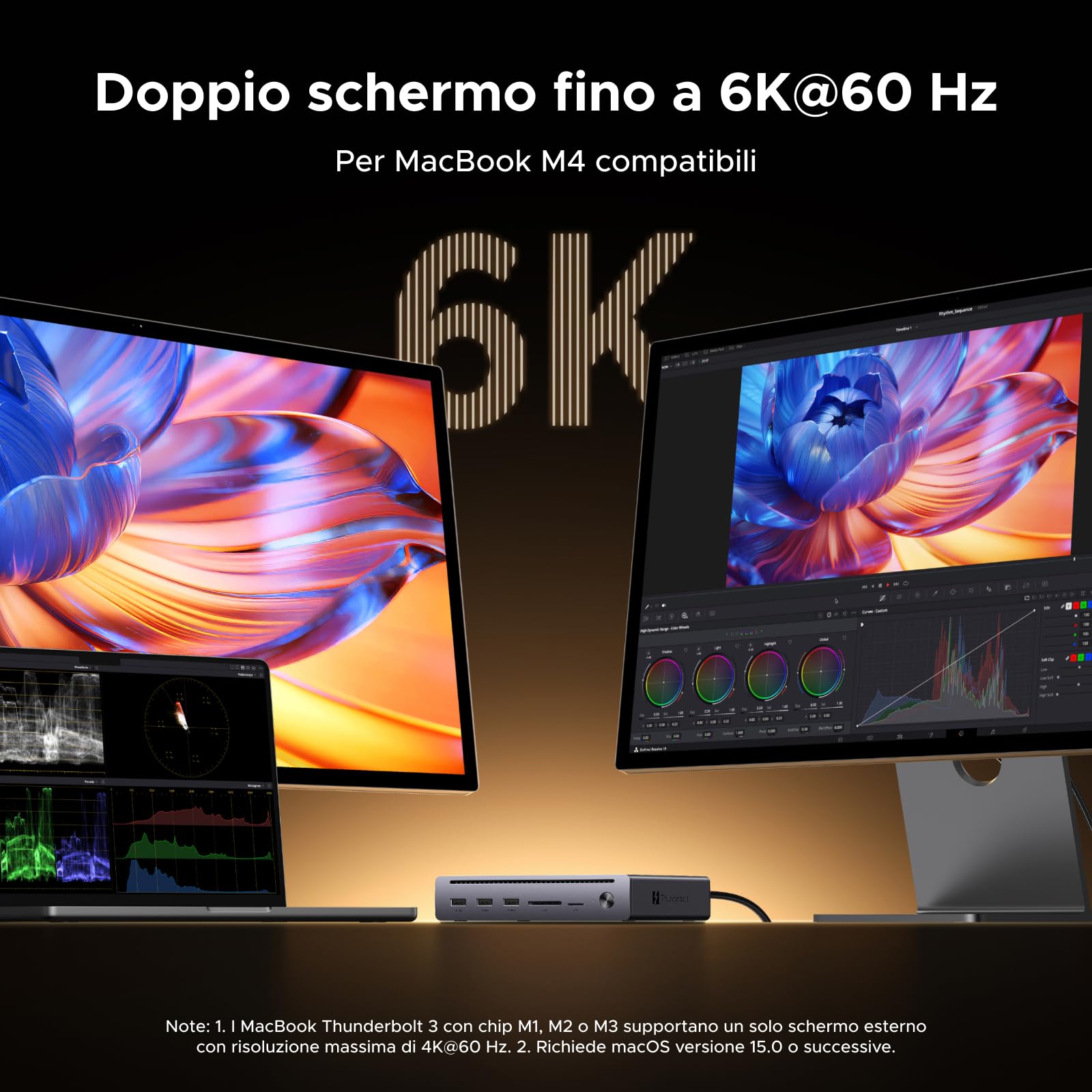 UGREEN Maxidok Thunderbolt 5 Docking Station Revodok 10 in 1 Hub USB C con 2*TBT5 120Gbps 8K60Hz DisplayPort Multi-Display 3*USB-A 3.2 10Gbps RJ45 Gigabit Lettore di Schede SD TF 110W Max Carica