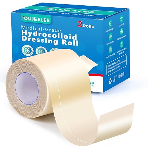 Hydrocolloid Roll, 2 Inch x 120 Inch, 2 Rolls, Cut-to-Size, Hydrocolloid Dressing for Wound Care