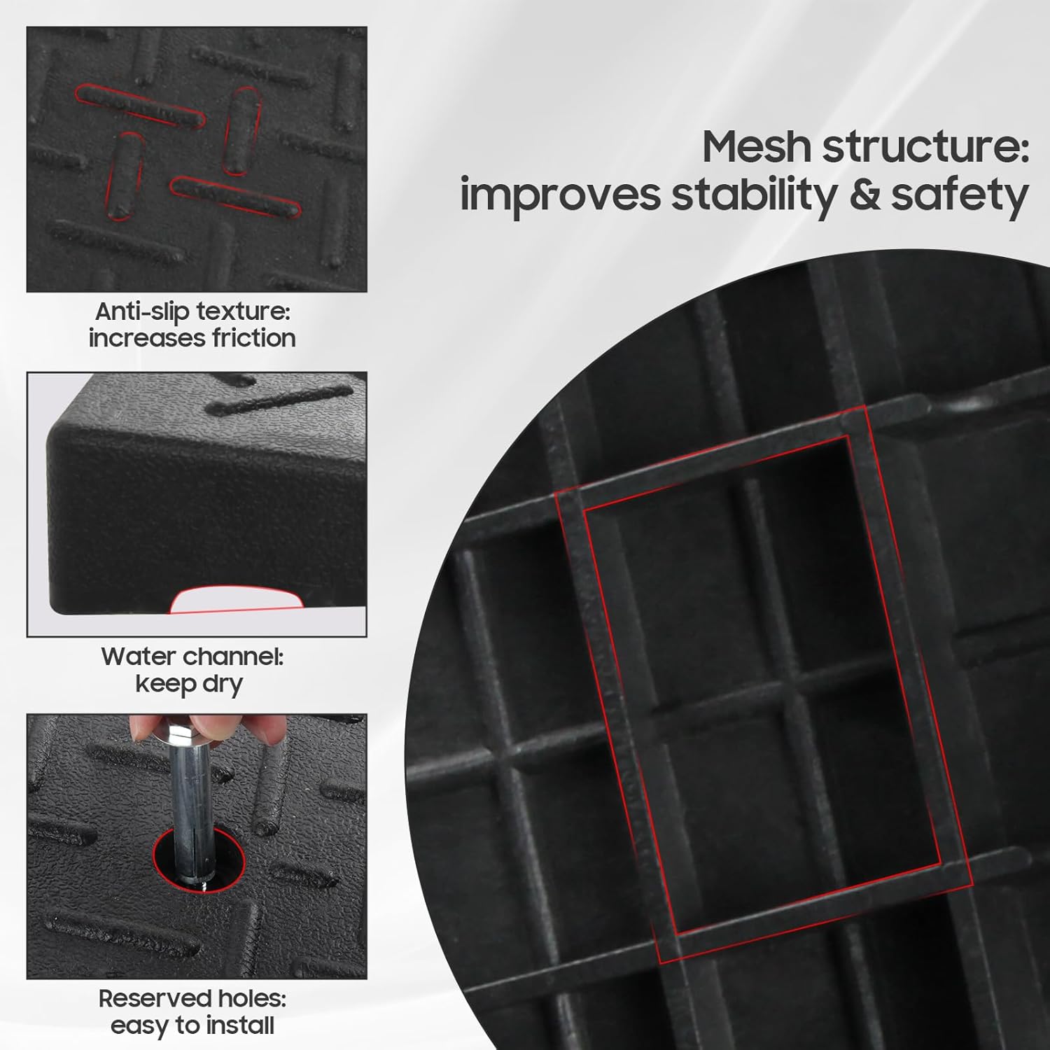 Heavy Rubber Curb Ramps, 2" Rise Height, 3 Tons(6600 LB), 2 PC, for Slope Ramps Driveway Curb Sidewalk Threshold, Suitable for Curb, Dock, Vehicle, Motorcycle, Bike, Wheelchair (2 inch Height, Black)