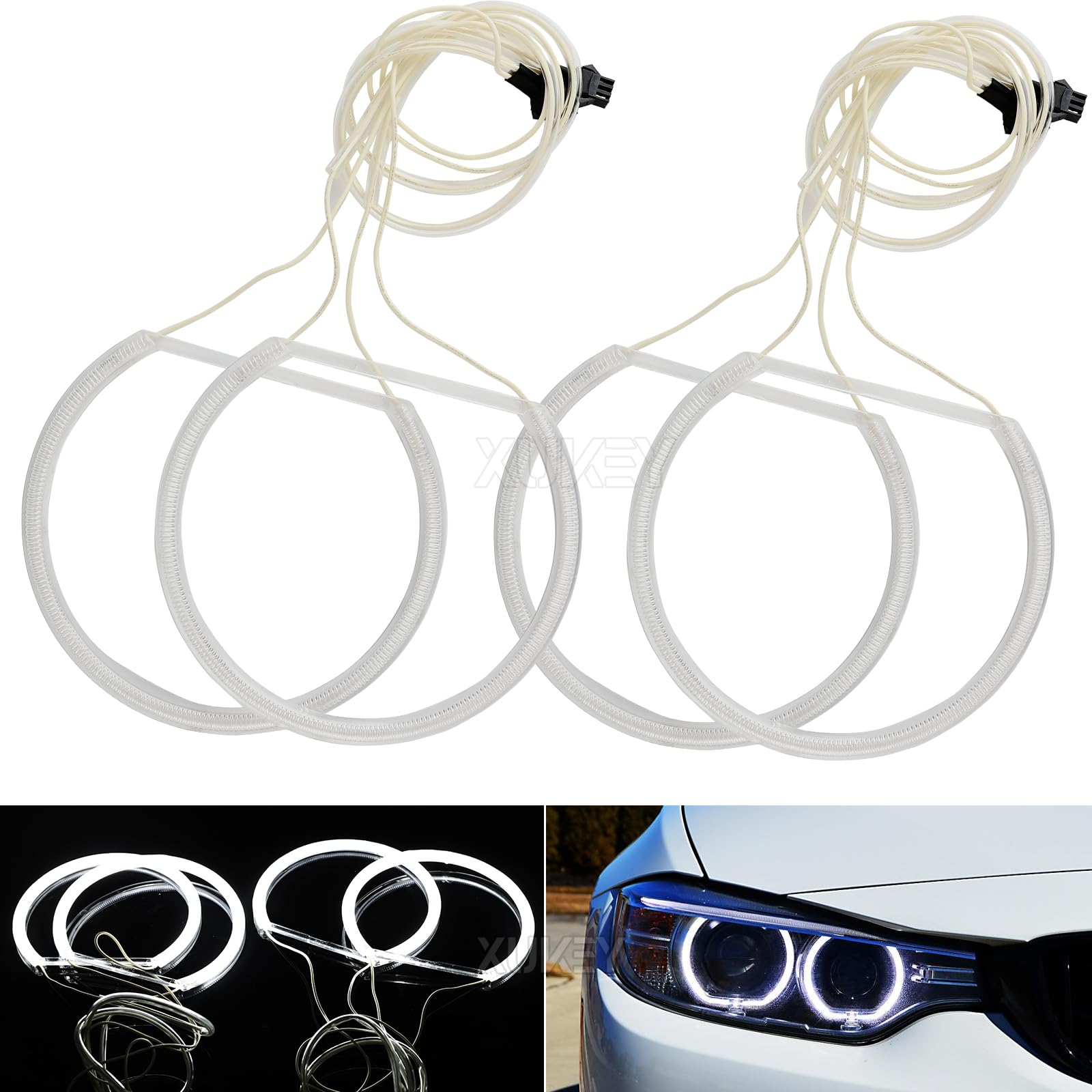 AUTOXBERT Angel Eyes Halo-Ring-Set für BMW E46 E36 E38 E39, 12V 6000K Hohe Helligkeit Weißes Licht