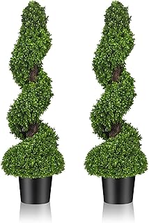 Artificial Boxwood Topiary Trees for Outdoor Front Door, Porch, Garden -...