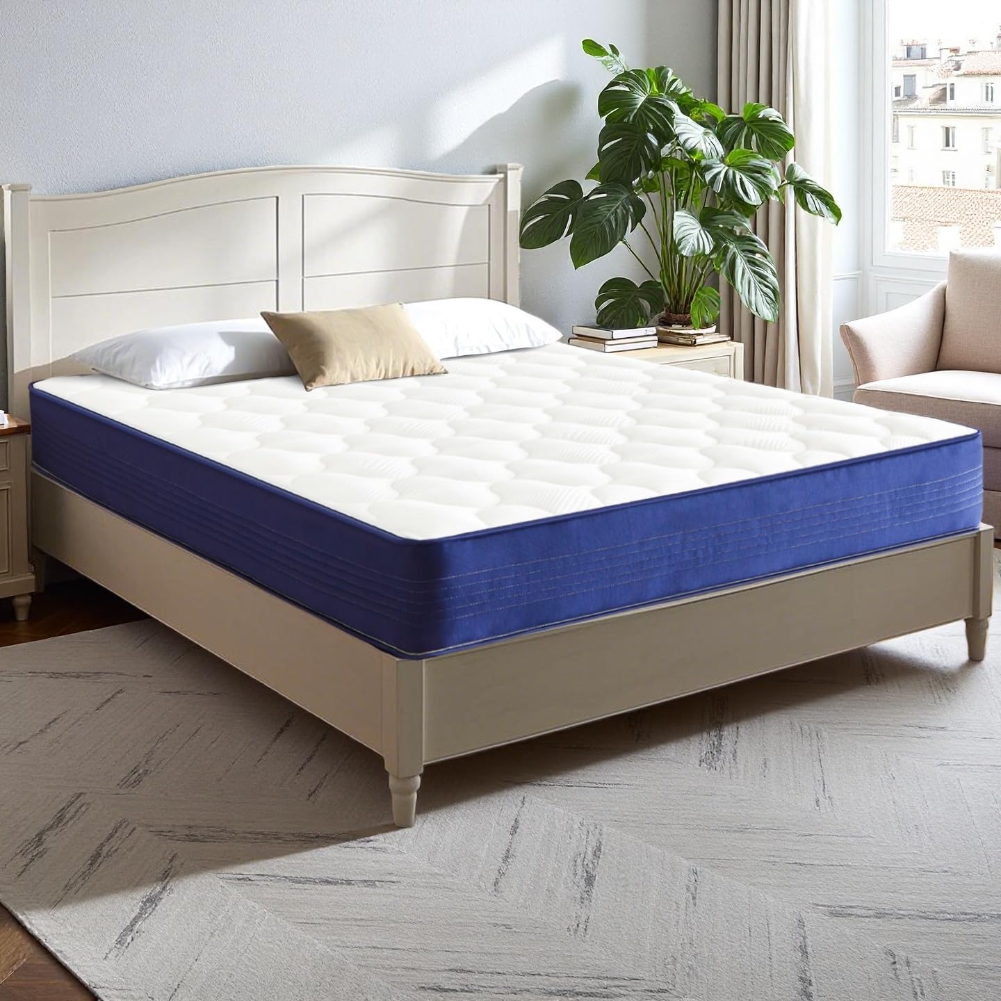 King Mattress, 10 Inch Hybrid Mattress in a Box,Memory Foam King Size Mattresses,Independent Spring for Motion Isolation and Pressure Relief, Medium Firm, CertiPUR-US Certified