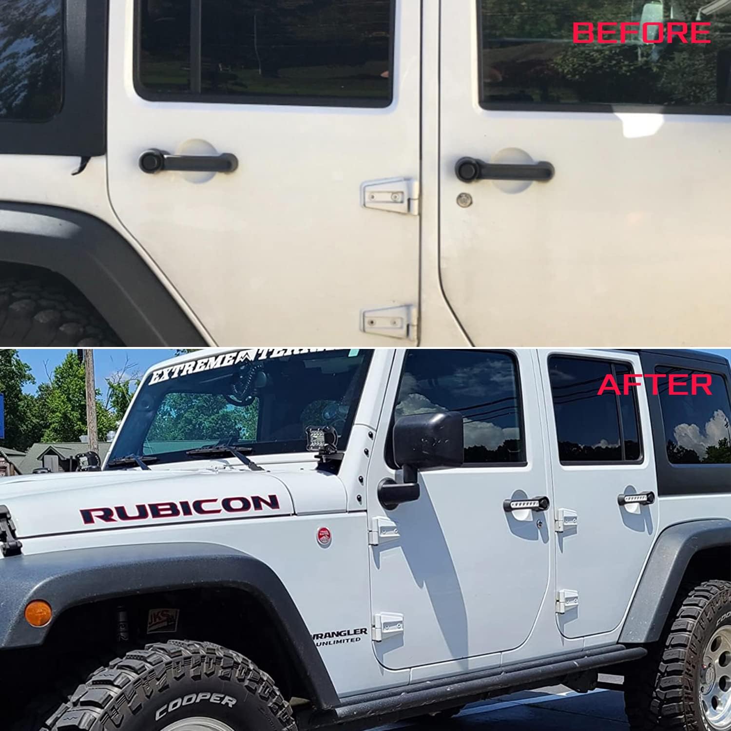 Sunluway Aluminum Door Handle Knobs Cover, Side Door Grab Handle Inserts Cover Trim For 2007-2018 Jeep Wrangler JK & Unlimited 4 Door 5pcs/Set(White)