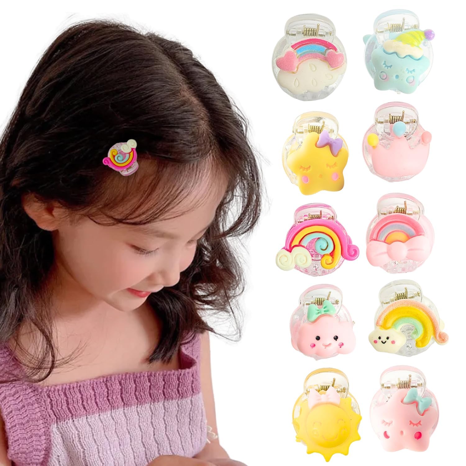 NAISHAM Fruitie Cutie Mini Hair Claws Clips – Adorable, Cute, Stylish,Trendy & Non-Slip Hair Accessories for,Baby,Toddler Girl & Little Girl Fashionistas I (Set of 10) (Style-1)-image-6