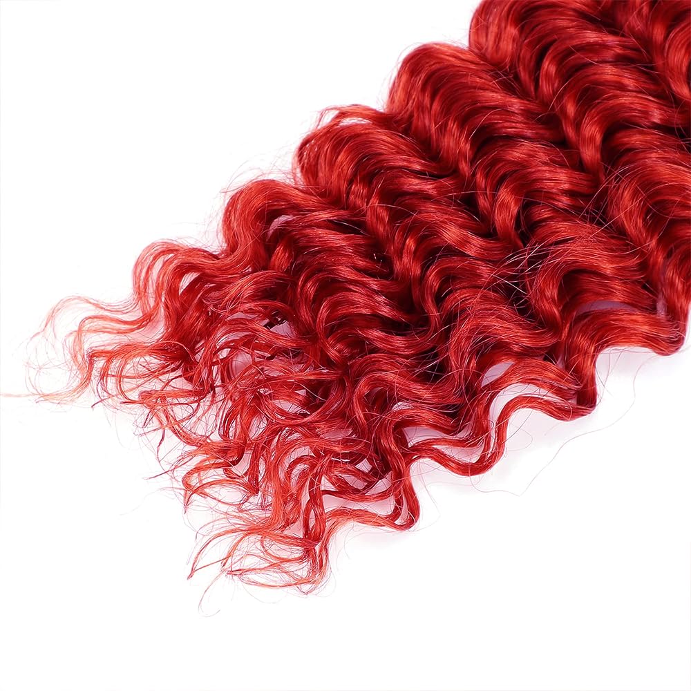 Red Boho Human Hair Braiding Red Deep Wave Braids Boho Bulk Human Hair for Braiding Brazilian Braids No Weft Deep Curly 3 Bundles 150g 22 22 22 inch