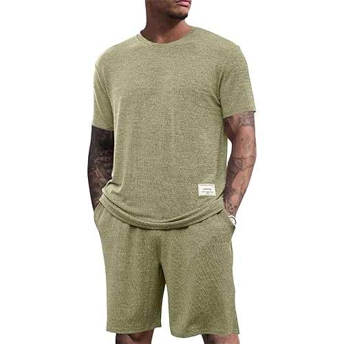 Lexiart Men's Casual 2 Piece Outfits-Athletic Tracksuit Summer Short Sportswear Workout Set