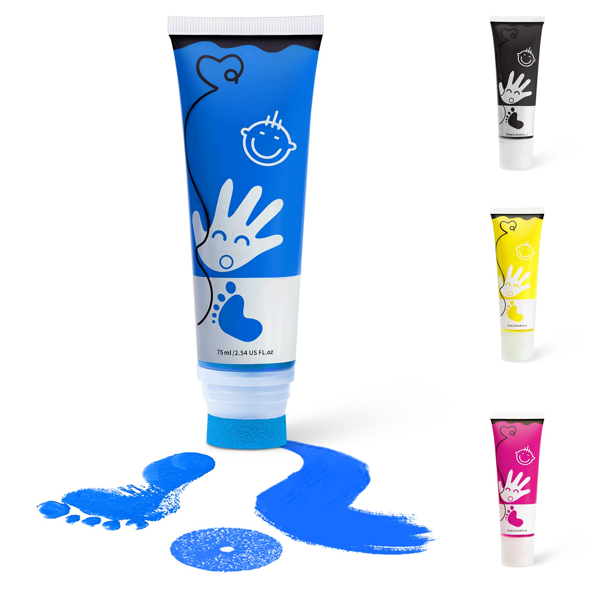 Sortnic 75ml Blue Baby Hand and Footprint Ink Kit, Baby Handprint Footprint Paint, Dog Cat Paw Print Kit, Washable, Non Toxic Acid-Free, Safe Gentle for Home Christmas New Year DIY Keepsake Stamp