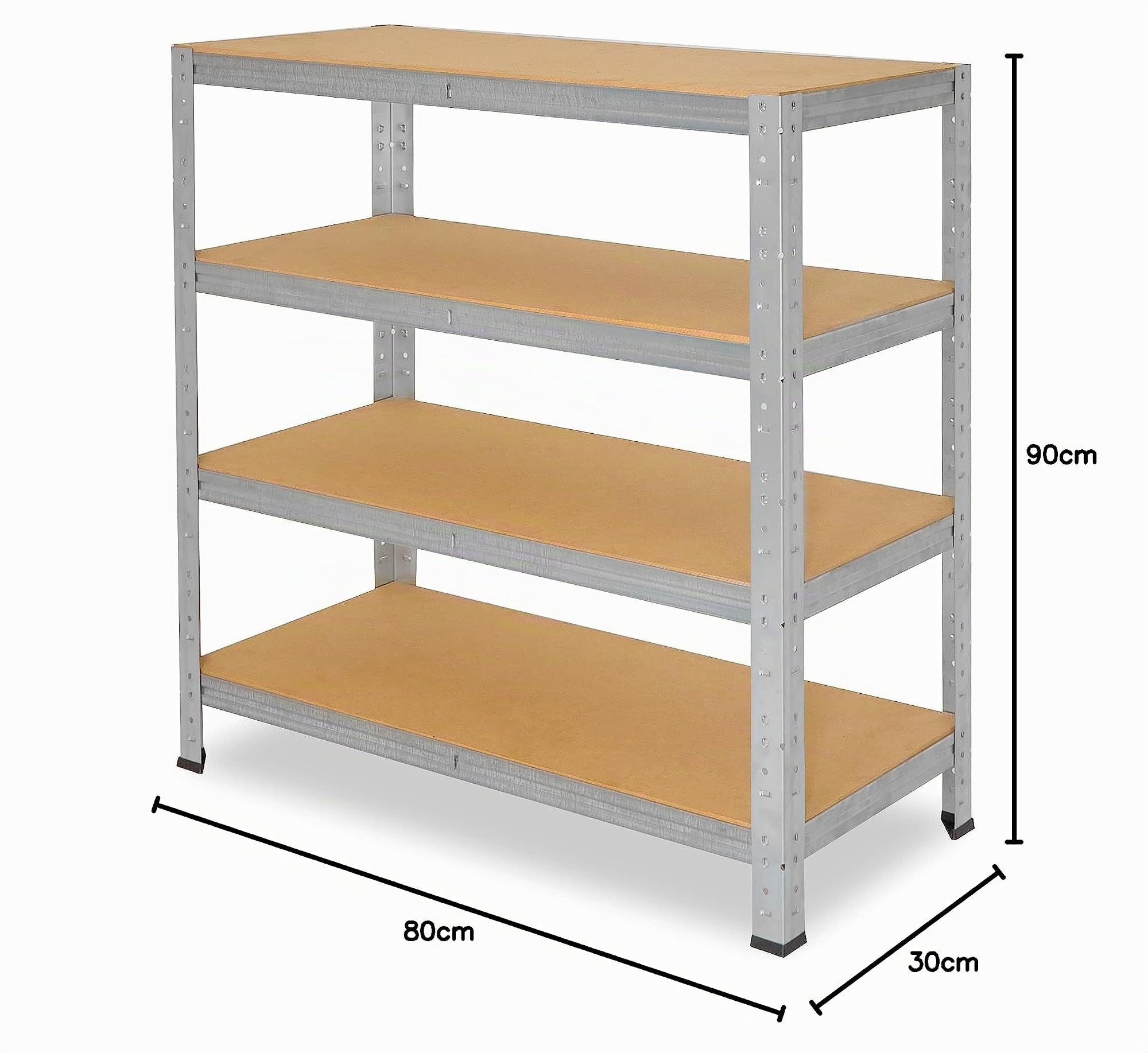shelfplaza® 90x80x30cm Home Schwerlastregal verzinkt/Metallregal mit 4 Böden/Kellerregal Metall, Garagenregal, Werkstattregal oder Regal Lagerregal/Steckregal Metall mit 175kg Tragkraft