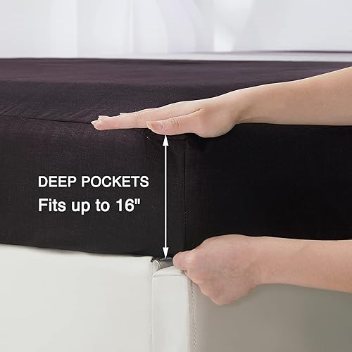 Miniatura 3 de 8HMOON Juego de sábanas a rayas de microfibra suave sin arrugas, 1 sábana bajera, 1 sábana encimera y 2 fundas de almohada, juego de ropa de cama de