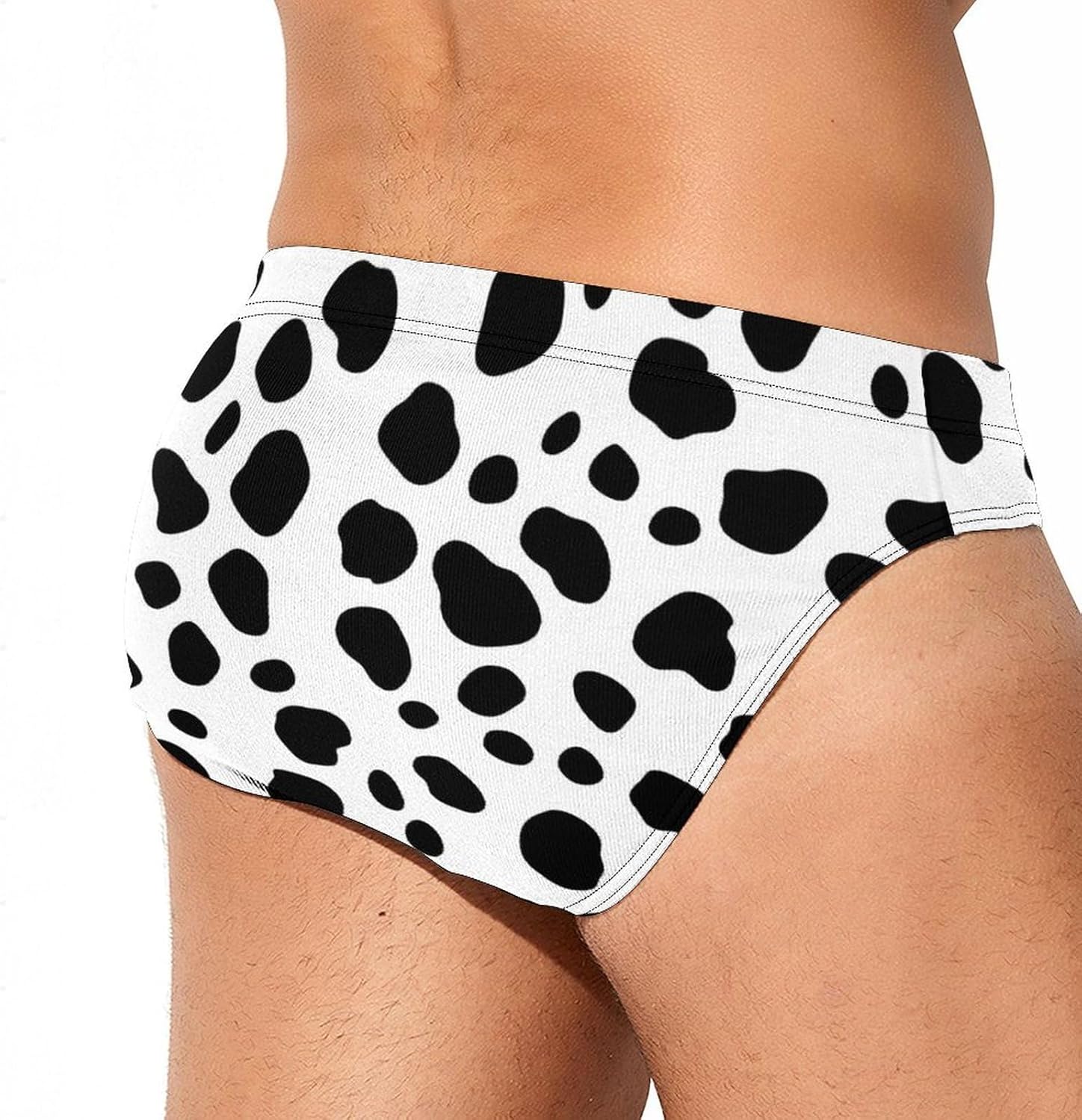 Dalmatian White and Black Pattern Mens Swim Briefs Print Bikini Swimwear Sport Swimsuit Surf Shorts Trunks