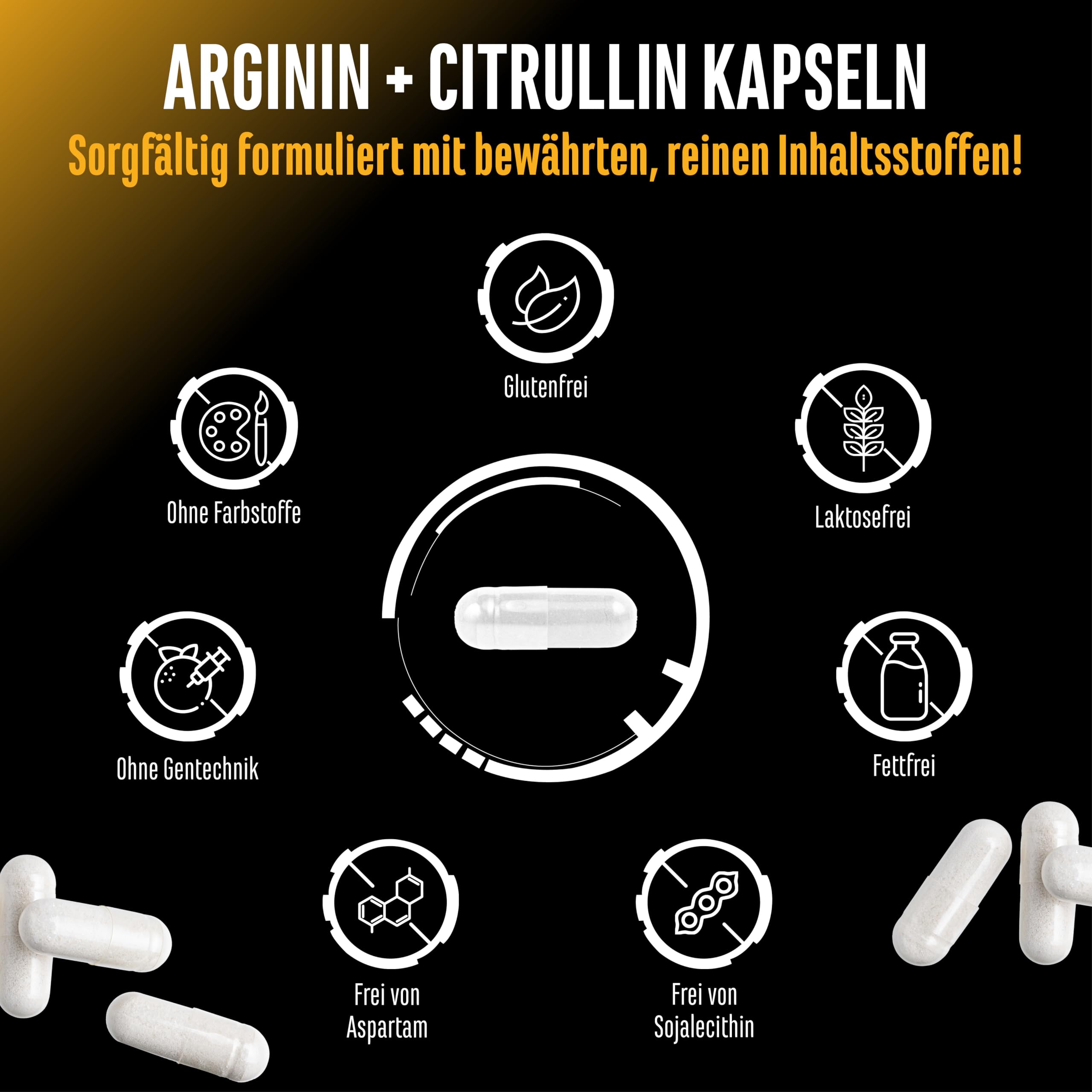L Arginin + L Citrullin - 320 Kapseln - 1100 mg pro Kapsel - Extra hochdosierte Ultra Caps mit Arginin Base und Citrullin im Verhältnis 1 zu 1 - Hochwertige Aminosäuren Kombination | 1100 mg je Kapsel, extra hochdosierte Ultra Caps, Arginin Base, Citrulli