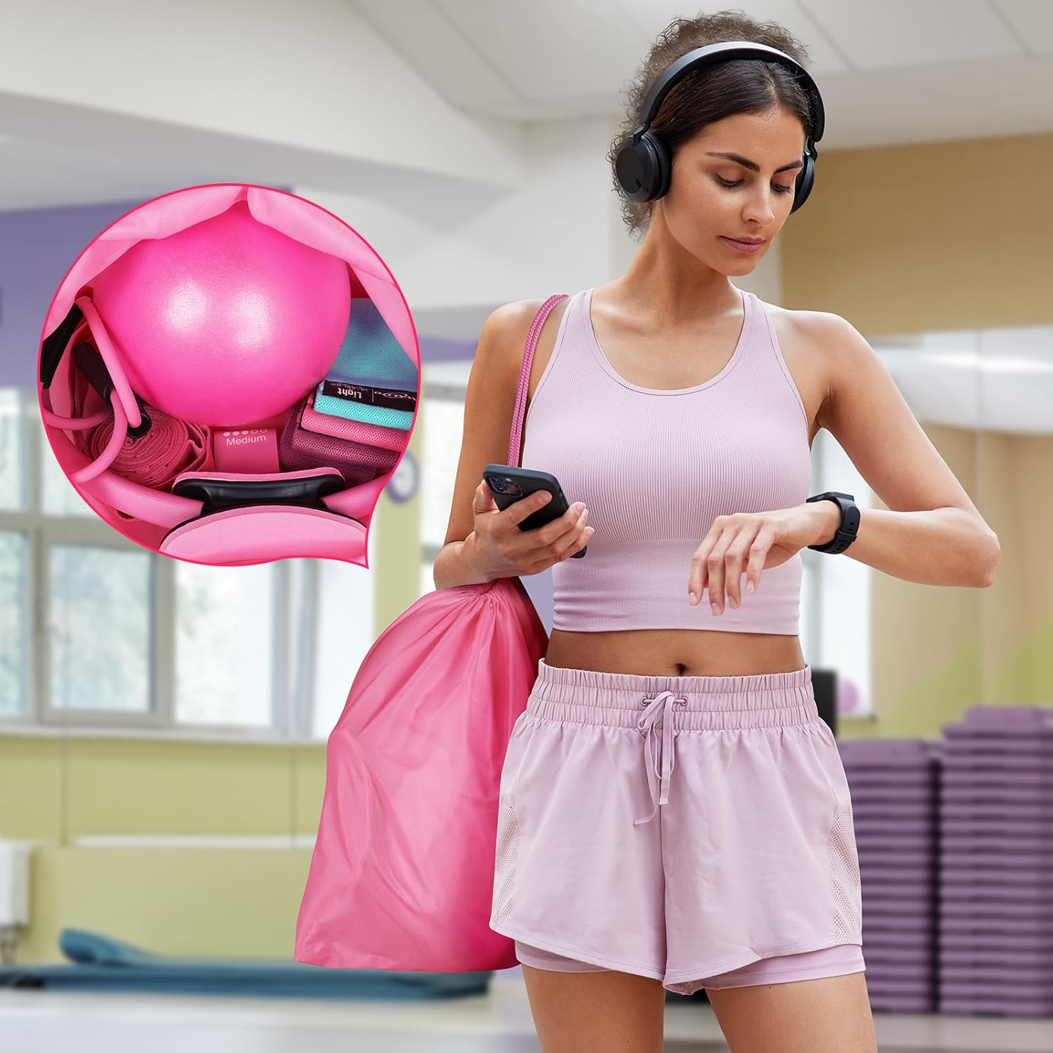 WALITO Home Pilates Kit for Women,Pilates Ring Set with Magic Circle,Resistance Bands,Figure 8 Workout Bands,Mini Ball, Compact Toning Fitness Essentials Starter Set Accessories Gift - Image 8