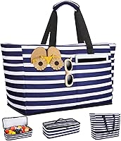 49L Waterproof Beach Bag with Detachable Cooler, Sandproof Tote for Women - Foldable Pool Picnic Travel Bag