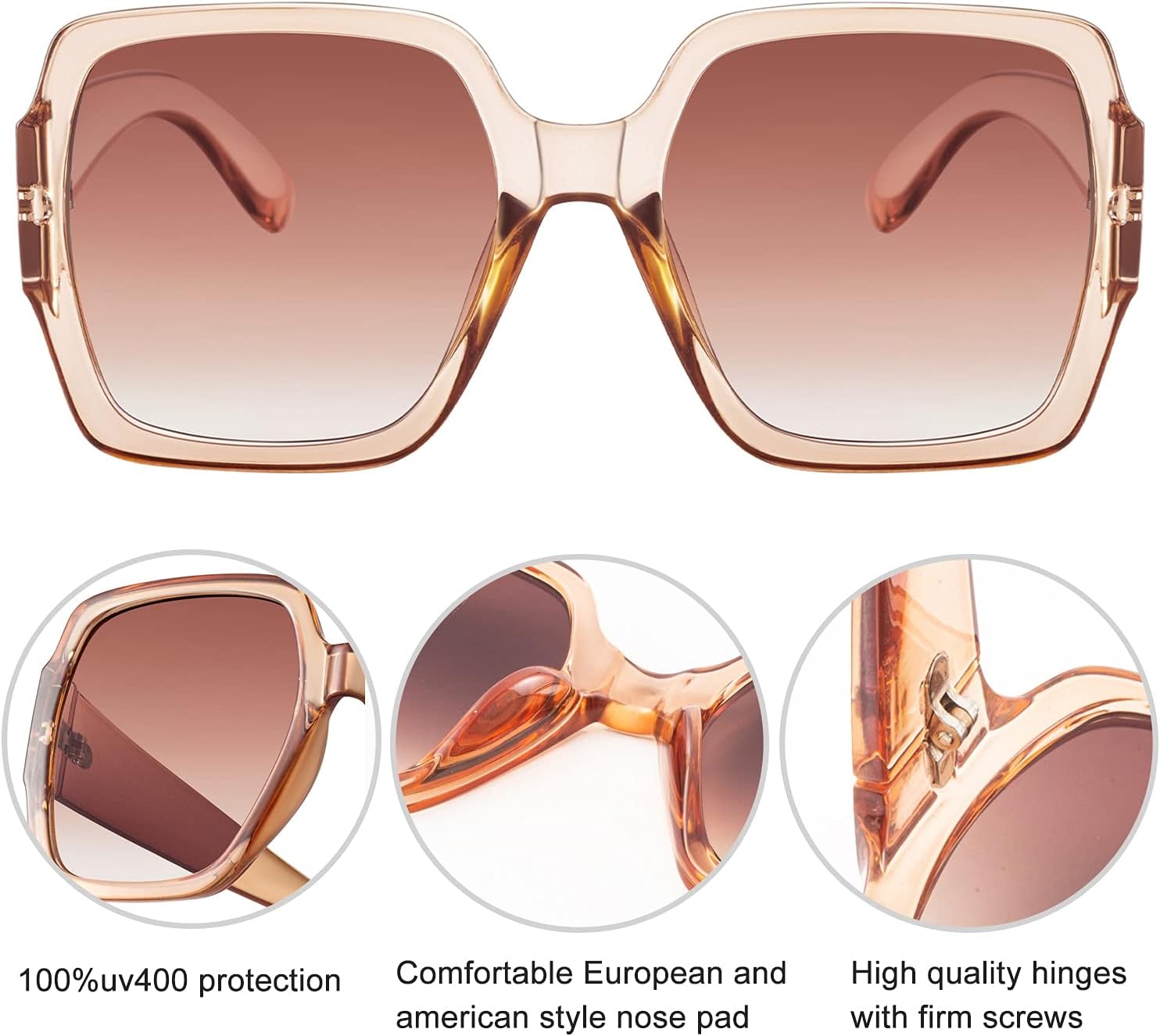 SEVOS Oversized Square Sunglasses For Women Fashion UV400 Protection Big Large UV Protection Men Sun Glasses - Image 6