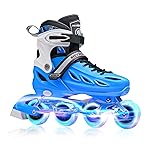 METROLLER Inline Skates for Girls and Boys, Women, Men 4 Sizes Adjustable Inline Skates with Light Up Wheels, Illuminating Beginner Skates for Kids & Adult Youth.