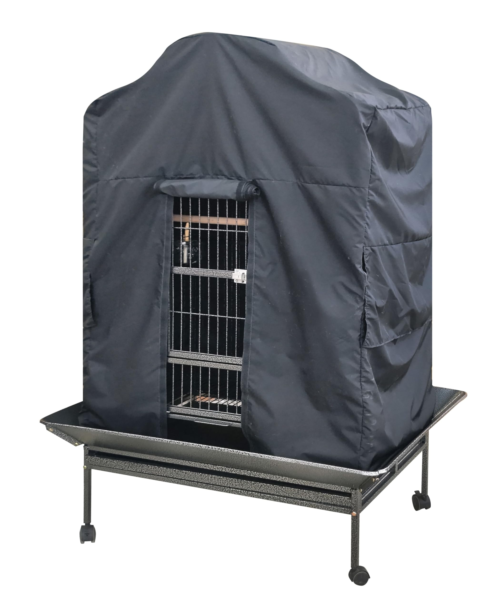 Pet's Solution - Telo Copertura Nero per Gabbia Pappagalli con Tetto Onda e Misura Interna da 101x71x150h cm, Ideato per Favorire il Riposo dei Volatili