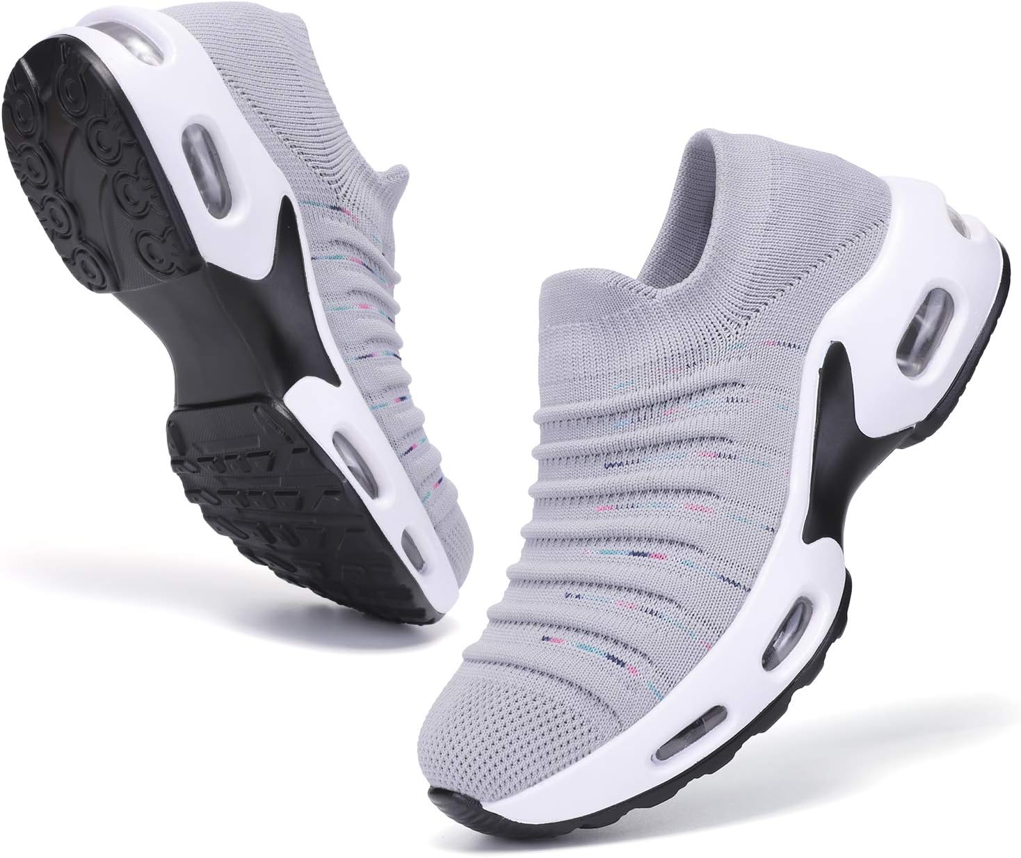 PresaNew Women's Walking Shoes Breathable Running Shoes Sock Sneakers Slip on Mesh Platform Air Cushion Comfortable Fashion Sneakers,8.5