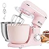 Kitchen in the box Stand Mixer, 4.5L+5L Two Bowls Food Mixer for Baking, 10 Speeds Electric Kitchen Appliance with Dough Hook, Whisk, Beater, 1300W Matte for Home Baking (Rose Pink)