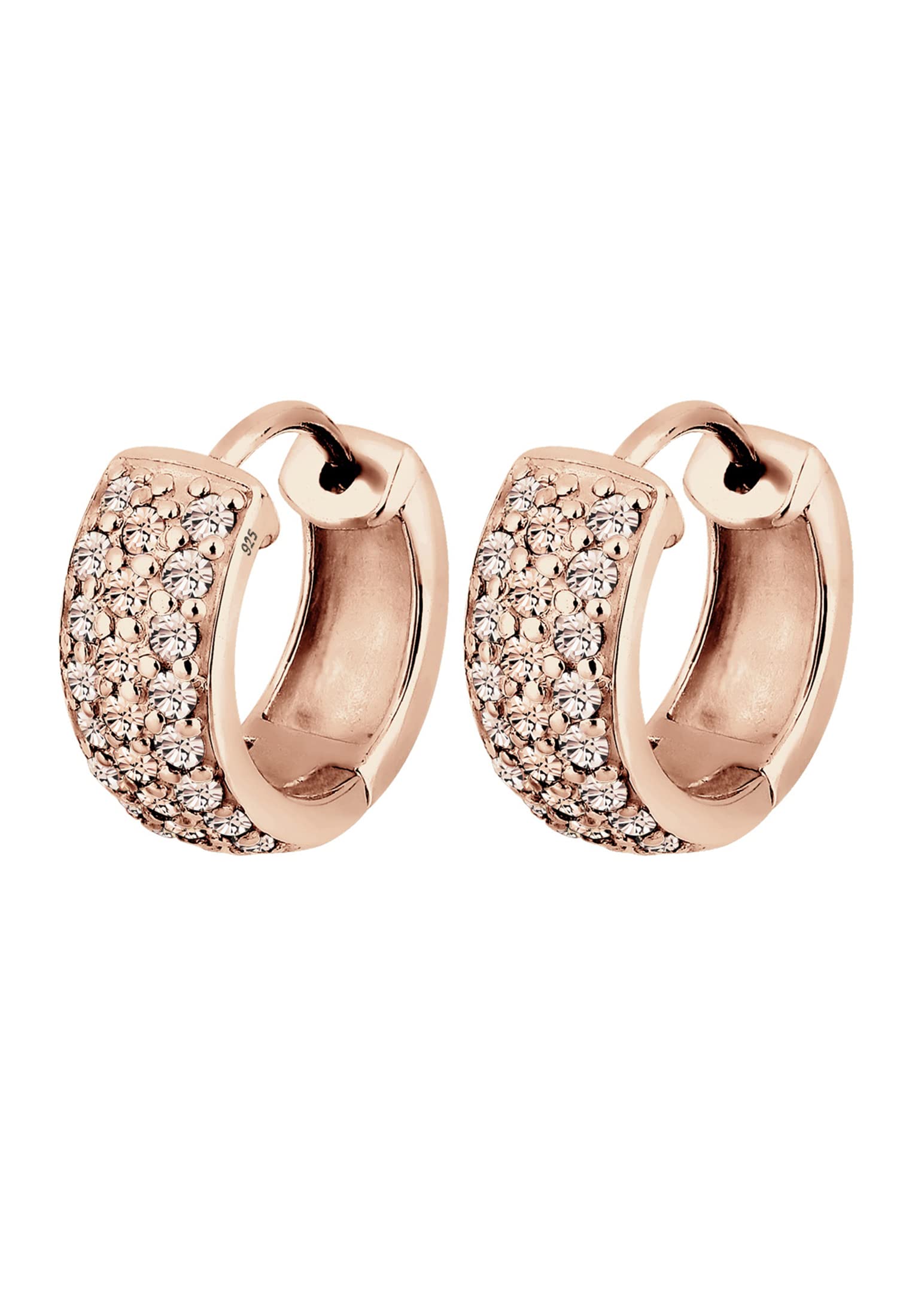 Elli Earrings Hoop Crystals in 925 Sterling Silver Rose Gold Plated