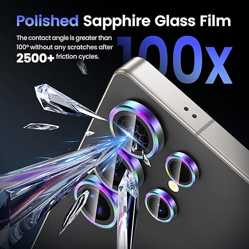 Miniatura 53 de Tensea Protector de lente de cámara compatible con Samsung Galaxy S25 Ultra, protector de pantalla de vidrio templado 9H, anillo individual