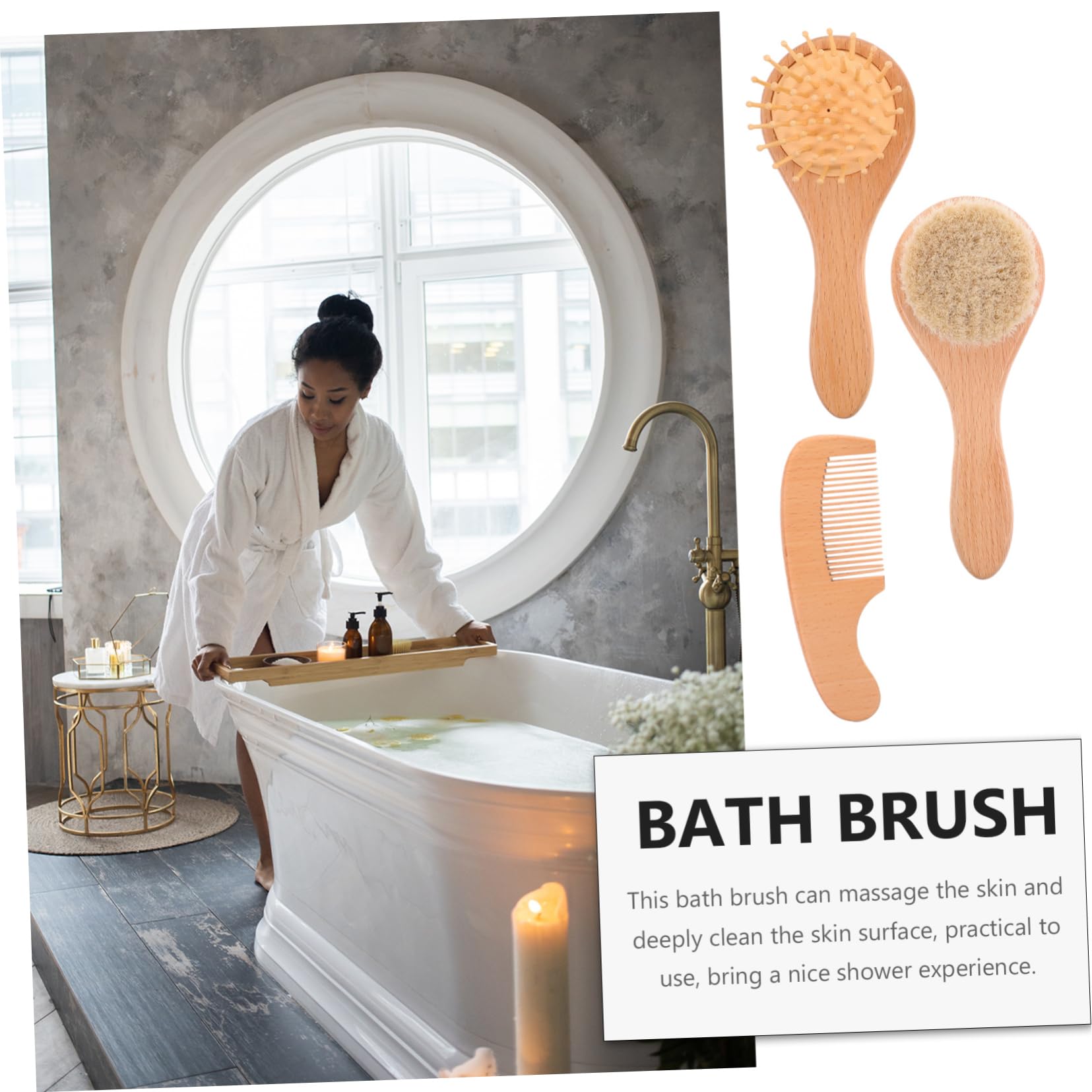 Beatifufu 1 Set Shower Brush Face Items Exfoliating Gloves Barrel Brush Sponges Handle Lid Bath Essentials Real Cleaner Shower Scrub Bath Back Scrubber Body Sponge Light Brown Wooden