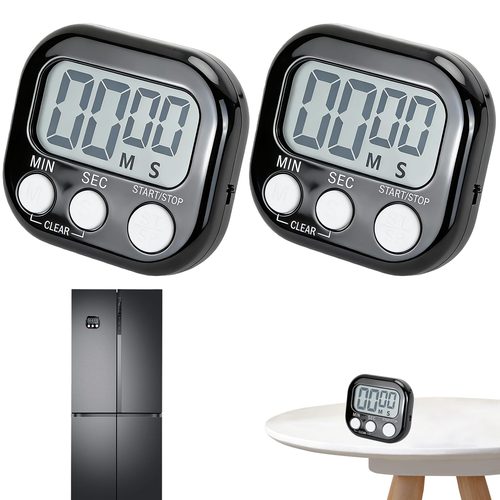 Magnetic Kitchen Timer 2Pack Digital Countdown Timer for CookingBaking Strong Magnet Easy to Use Loud Alarm Compact Kitchen Timer for Home Classroom Office Meal Prep