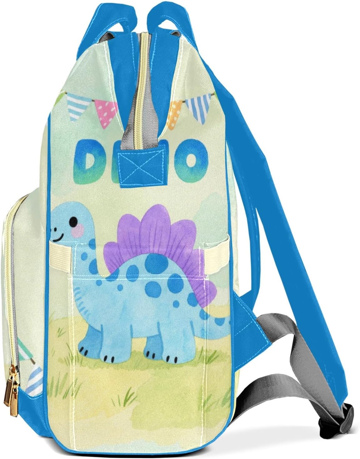 Personalized Cute Blue Dinosaur Custom Mom Bag with Name,Dad and Mom Diaper Backpack for Baby Boys Girls,Birthday Gift for New Parents