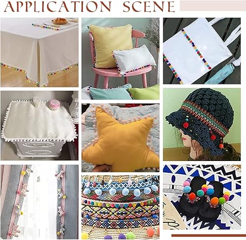 Miniatura 6 de PH PandaHall 22 yardas de pompones, bolas de flecos de 0.945in, cinta de costura blanca, pompones, borla de encaje para coser almohada, ropa,