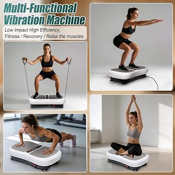 Vibration Plate Exercise Machine, Fitness Vibration Plate Platform with Built-in Bluetooth Speaker & 2 Resistance Bands, Whole Body Workout Vibrating Plate For Weight Loss Lymphatic Drainage