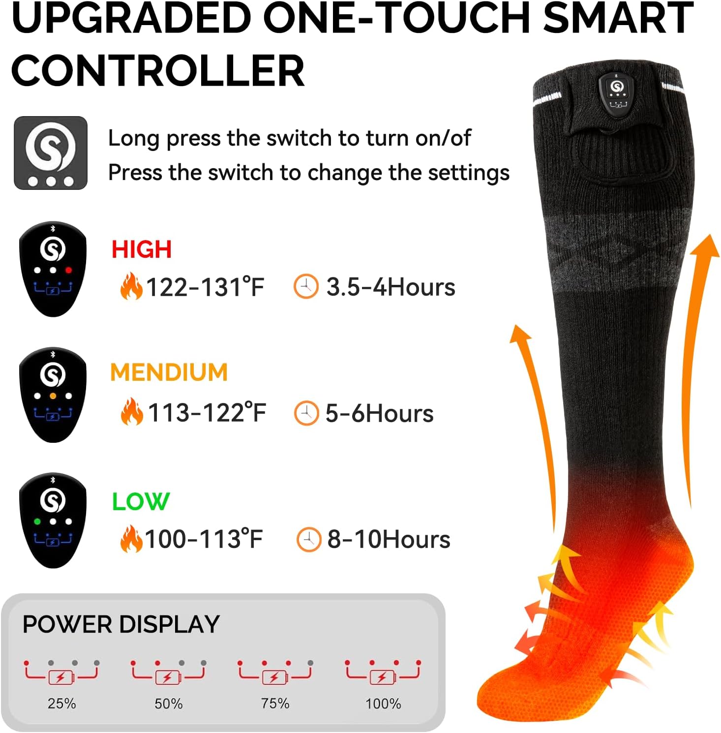 SNOW DEER Hunting Heated Socks with App Control for Men Women, Rechargeable Electric Heating Warm Sock for Motorcycle Hunting Ski Hiking Cold Winter Work - Image 2